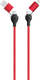 Kabllo USB 2GO 797370, USB A në USB C dhe Lightning, 1.2 m, e kuqe