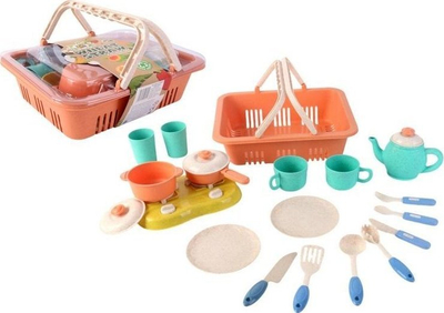 Set kuzhine lodër PRO Kitchen Set in a Basket, material biomase, me shportë, shumëngjyrësh