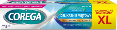 Krem fiksues për proteza Corega Strong me shije të lehtë mente, 70g