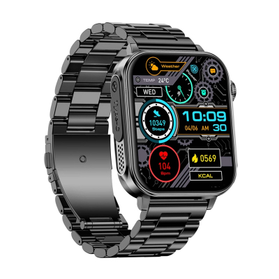 Smartwatch Colmi P80, ekran me prekje HD, IP67, i zi metalik