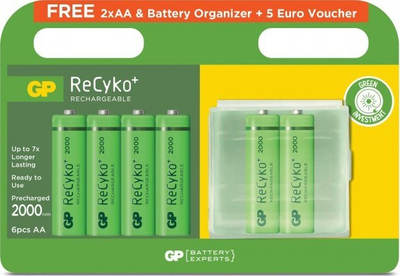 Bateri AA të rimbushme GP ReCyko+, 2000mAh, set me 6 copë, jeshile