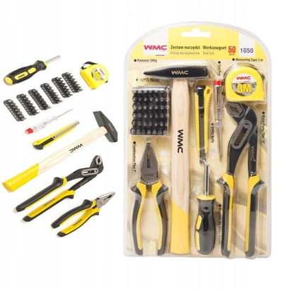 Set veglash WMC Tools, 50 copë, çelik krom vanadium, me kuti plastike