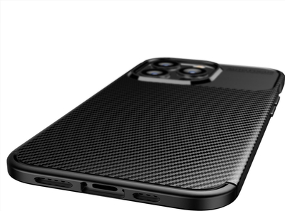 Këllëf telefoni Carbon Premium për iPhone 14 Pro, TPU, kundër rrëshqitjes, i zi