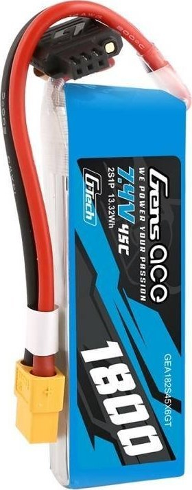 LiPo батерија GensAce G-Tech 2S, 1800mAh, 7.4V 45C, конектор XT60