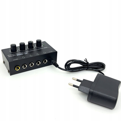 Amplifikator për kufje Mozos HA400, 4 kanale stereo, kontroll i pavarur volumesh, i zi
