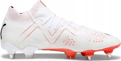 Këpucë futbolli Puma FUTURE ULTIMATE MxSG, për burra, me vida metalike, bardh e kuqe