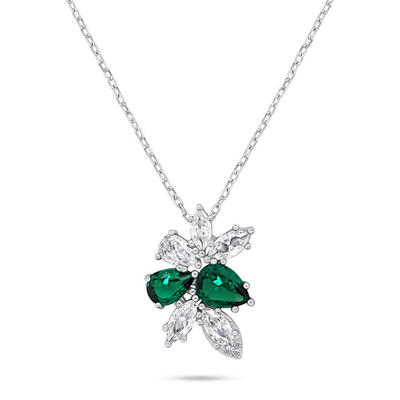 Set aksesorë për femra Brilio Silver sBS3558 Qafore + Vathë, të gjelbër