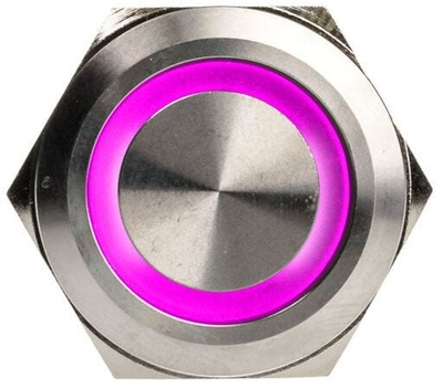 Buton metalik DimasTech Silverline Ring, 25mm, RGB, ngjyrë argjendi