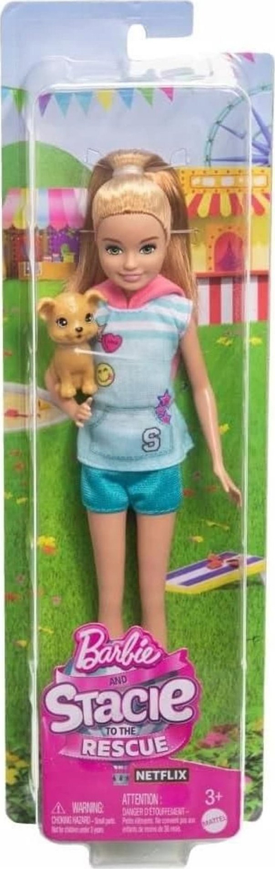 Kukull Barbie Mattel Stacie to the Rescue, me qen lodër, shumëngjyrëshe