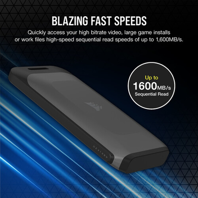 Disk i jashtëm SSD CORSAIR EX100U, 1TB, USB C, gunmetal