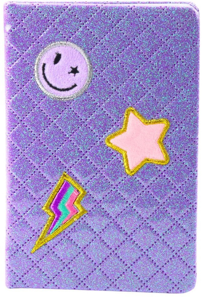 Fletore me vija Glitter Patches, format B6, 80 fletë, vjollcë me shkëlqim