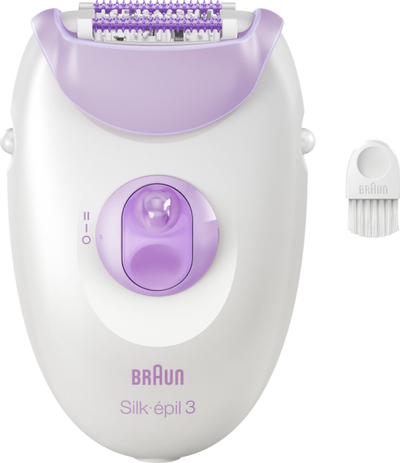 Епилатор Braun Silk-épil 3 3-000, со кабел, 2 брзини, бело-виолетов