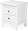 Komodinë anës krevati Bedside, 2 sirtarë, MDF, e bardhë