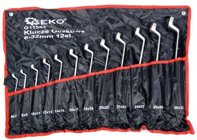 Set çelësa unazorë Geko G11544, 12 copa, 6-32mm, në çantë tekstili
