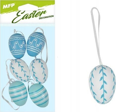Vezë dekorative Pashke MFP Decoration Eggs, plastike 6 cm, set me 6 copë, blu
