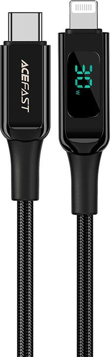Kabllo Acefast USB C në Lightning, 1.2 m, 30W, e zezë