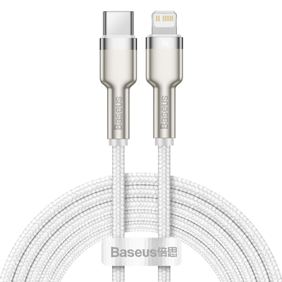 Kabllo USB Baseus CATLJK-B02, USB C në Lightning, 2m, e bardhë