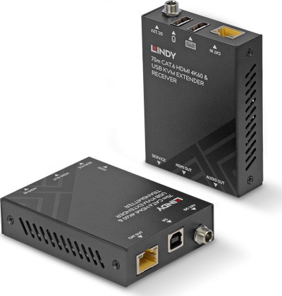 KVM extender Lindy 70m Cat.6, HDMI 4K60, USB edhe audio