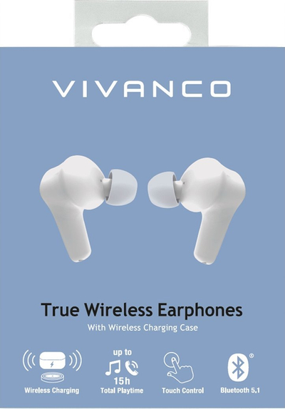 Kufje wireless Vivanco 62599, in ear, Bluetooth 5.0, të bardha