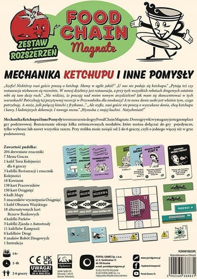 Zgjerim loje tavoline Portal Games Food Chain Magnate The Ketchup Mechanism, për lojën bazë Food Chain Magnate, shumëngjyrëshe