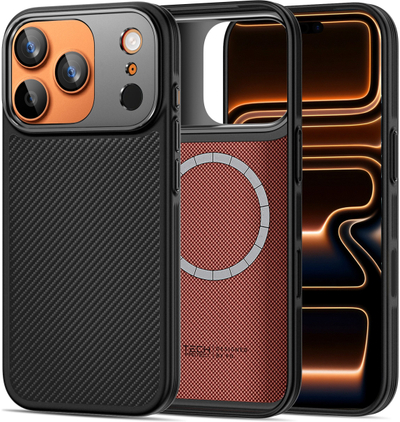 Mbulesë telefoni Tech-Protect Kevlar Aramid MagSafe për iPhone 17 Pro Max, e zezë