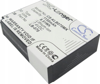 Bateri Li ion për kamera Kodak Pixpro AZ651, 7.4V, 1150mAh, e zezë