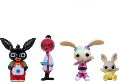 Figurina Bing, set 4 copë, personazhet Bing Molly Coco Charlie, shumëngjyrëshe
