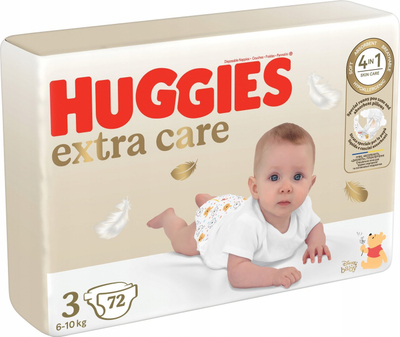 Pelena Huggies Extra Care 3, 5-9kg, 72 copë, bezhë
