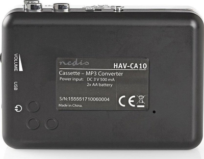 Konvertues portativ kasetash në MP3 me USB, me kabllo USB dhe program, gri