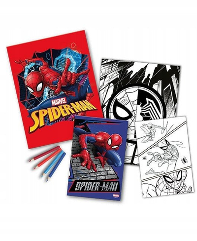 Set shkrimi Spider-Man KL87331, 4 lapsa me ngjyra, shumëngjyrësh