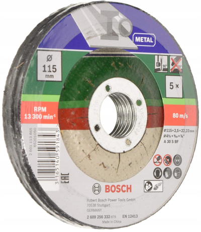 Disqe prerëse për metal Bosch, set 5 copë, me qendër të thelluar