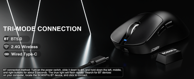 Maus gaming Aula SC900 Pro, 8000 Hz, wireless me Bluetooth 2.4 GHz, i zi