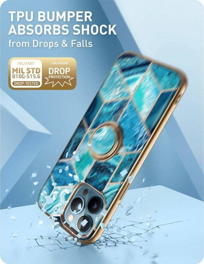 Maskë telefoni Supcase IBLSN Cosmo Snap për iPhone 13 Pro, me unazë 360°, Ocean Blue