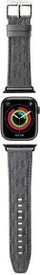 Rrip dore për Apple Watch Karl Lagerfeld Saffiano Monogram, 42/44/45/49 mm, lëkurë ekologjike, argjendtë