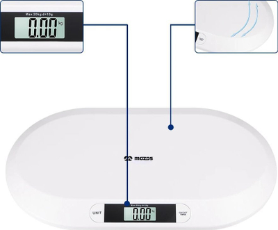 Peshore bebe Mozos BS1, deri 20 kg, ekran LCD, e bardhë