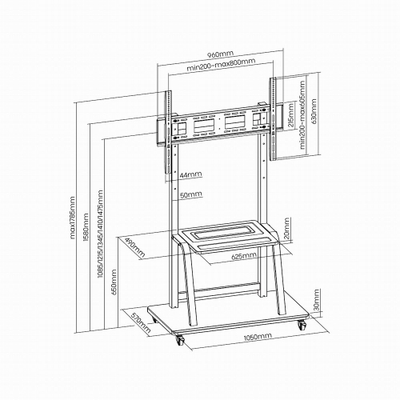 Mbajtëse për TV Gembird TVS-100F-01, 37"-100", e zezë