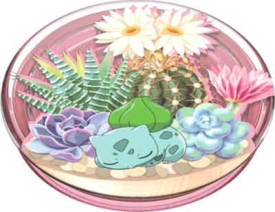 Mbajtëse telefoni PopSockets Bulbasaur Terrarium PopGrip, me ngjitës, shumëngjyrësh