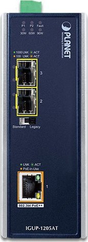 Konvertues industrial Ethernet Planet IGUP-1205AT, RJ45 bakër, full duplex 120 km, blu