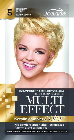 Shampo ngjyrosëse flokësh Joanna Multi Effect Color 01 Sandy Blonde, me keratinë, 35g