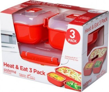 Set enësh për mikrovalë Sistema Microwave Heat and Eat, 3 copë, plastike, me ngjyra të ndryshme