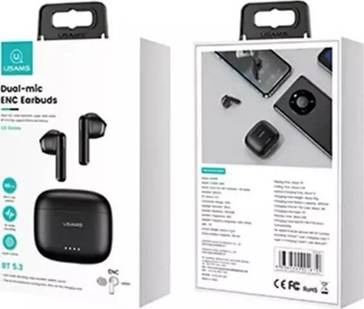 Kufje pa tela Usams TWS US Series Dual M, Bluetooth 5.3, 35 orë bateri, të zeza