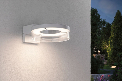 Aplikë muresh për jashtë Paulmann Capera LED, IP44, me sensor, e bardhë