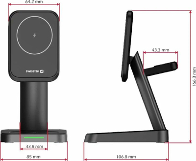 Karikues wireless Swissten MagStick 3in1, 22.5W, MagSafe, i zi