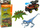 Set lodrash dinosaurë me makinë terreni, 2 figura, raketë blu