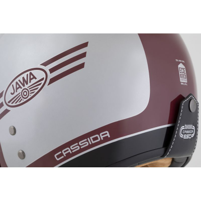 Helmetë moto CASSIDA ESO Jawa Panel, fiberglass, madhësia S, e kuqe argjendtë e zezë