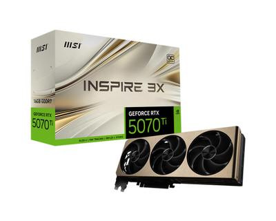 Графичка картичка MSI GeForce RTX 5070 Ti Inspire 3X OC Plus, 16GB GDDR7, PCI Express, црна