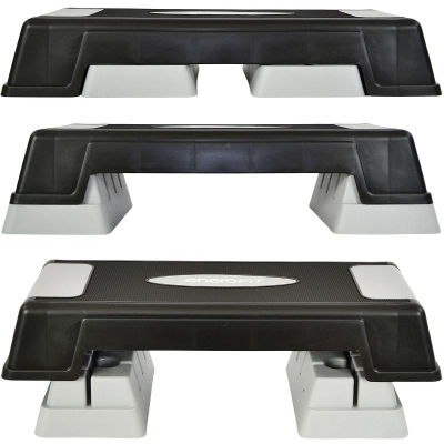 Platformë aerobie Eb Fit Step, 70 cm, lartësi e rregullueshme, gri e zezë