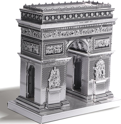 Puzzle 3D metalik Piececool Arc de Triomphe, model arkitekture, argjendtë