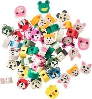 Rruaza polimeri DpCraft Colorful Animals, 1 cm, 48 copë, shumëngjyrëshe