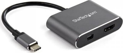 Adapter video StarTech USB C Multiport, 4K 60Hz, HDMI ose Mini DisplayPort, gri hapësinor
